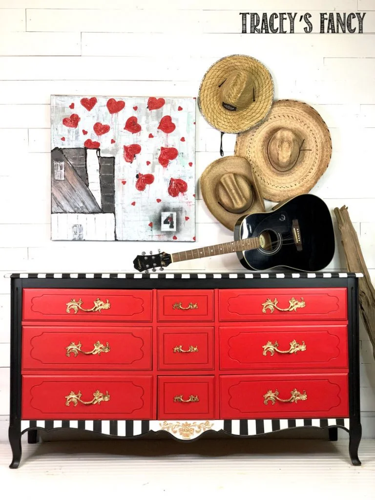 Red Whimsical Dresser  by Traceys Fancy