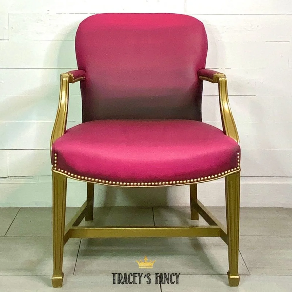 Peony Pink Painted Leather Chair by Traceys Fancy