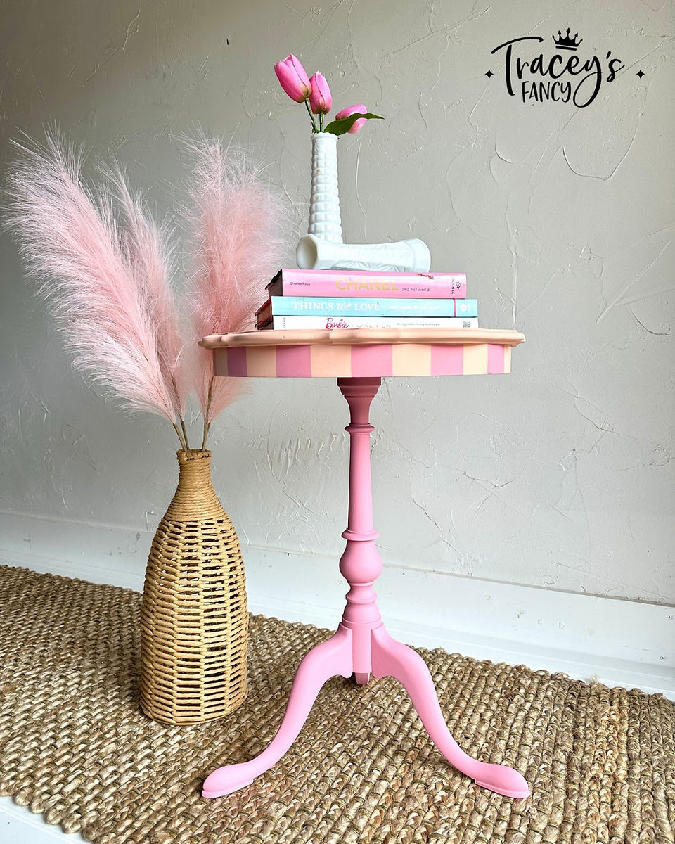 Sunset Sugar Pink Striped Mini Table by Traceys Fancy