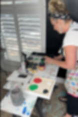 painting moody background with a mix of colors