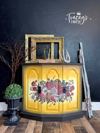 yellow floral table by Traceys Fancy