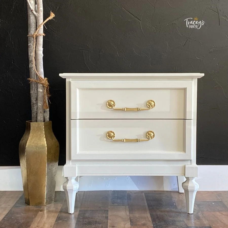 Silk White Nightstand by Traceys Fancy