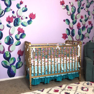 Boho Cactus Wall Mural by Traceys Fancy