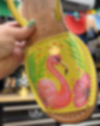 yellow tropical-themed painted leather shoes by Traceys Fancy