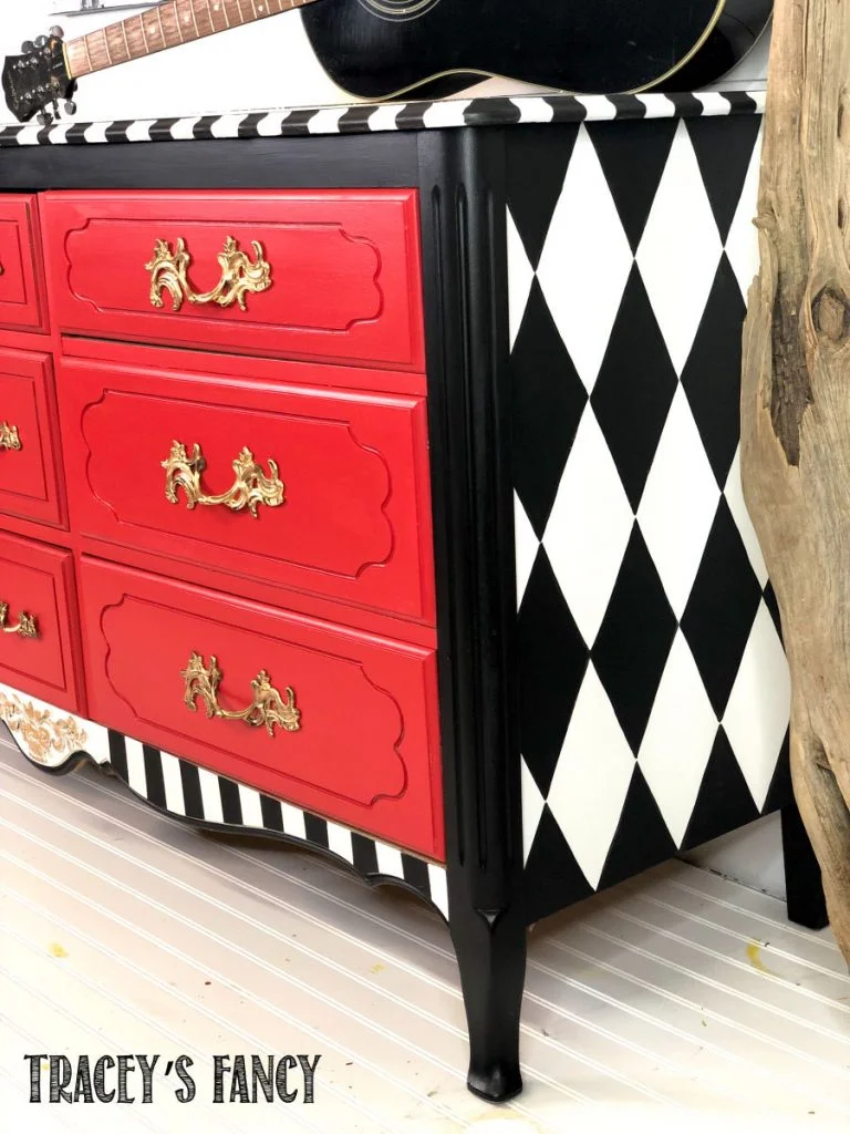 Red Whimsical Dresser by Traceys Fancy