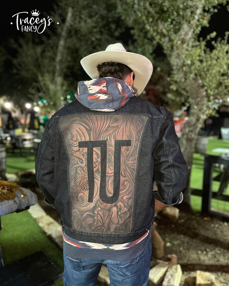 men's faux leather denim jacket by Traceys Fancy