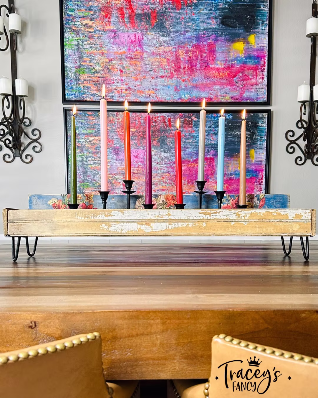 Floral Wooden Centerpiece Tray by Traceys Fancy