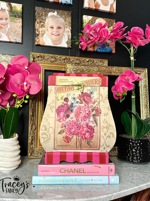 hand painted stripes in red on thrifted decorative box by Traceys Fancy