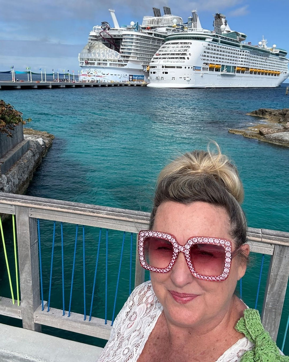 Tracey Bellion of Tracey's Fancy in front of Crafty Cruise