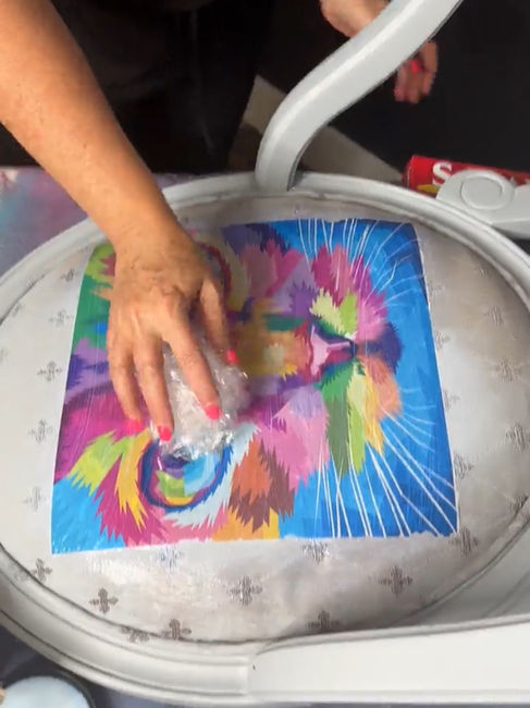 rubbing out air bubbles from decoupage paper application