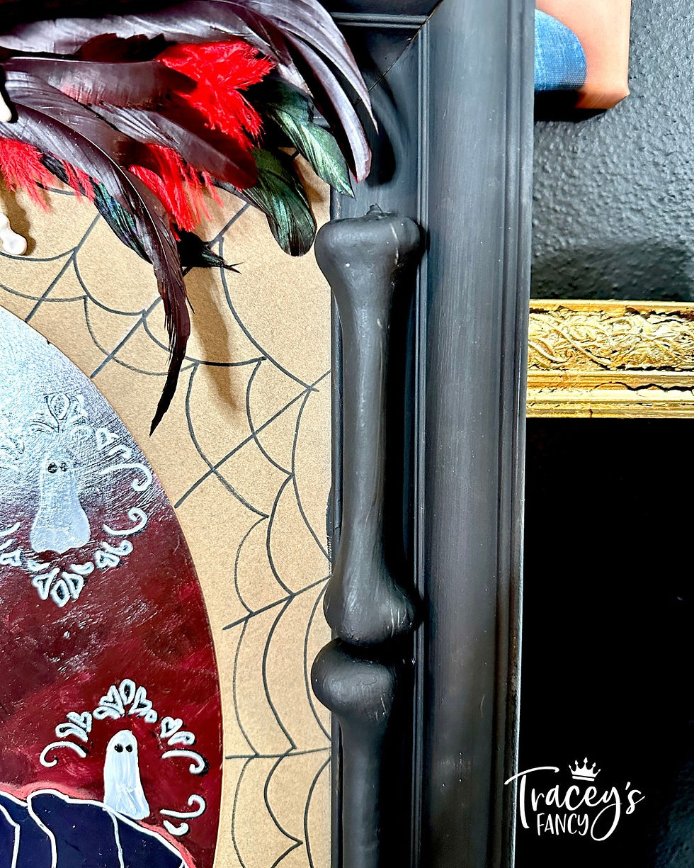 thrifted Halloween painting TicTok trend with bone frame by Traceys Fancy