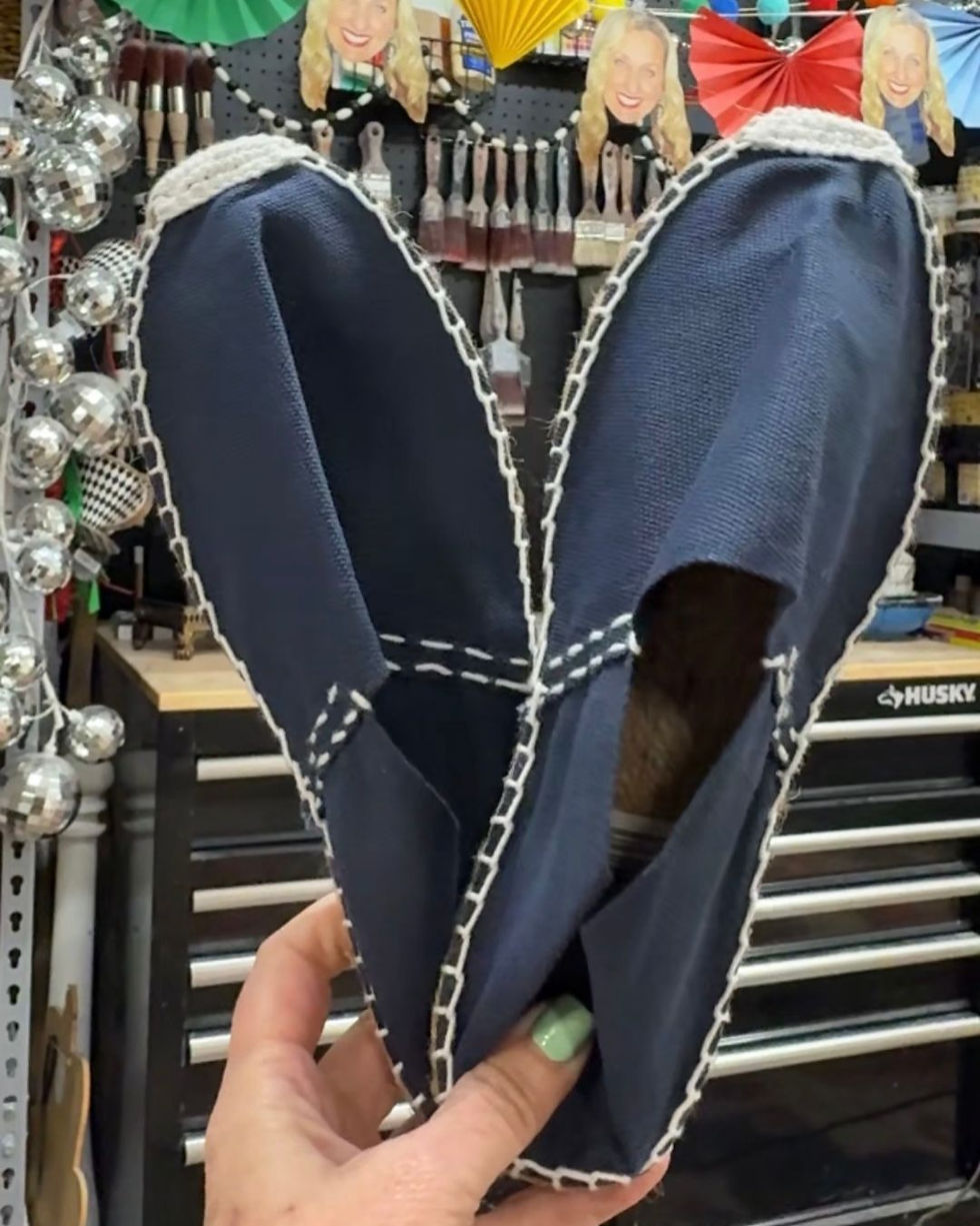 blue espadrilles before custom painting by Traceys Fancy