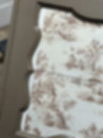 close up of rice paper application on brown painted writing desk by Traceys Fancy