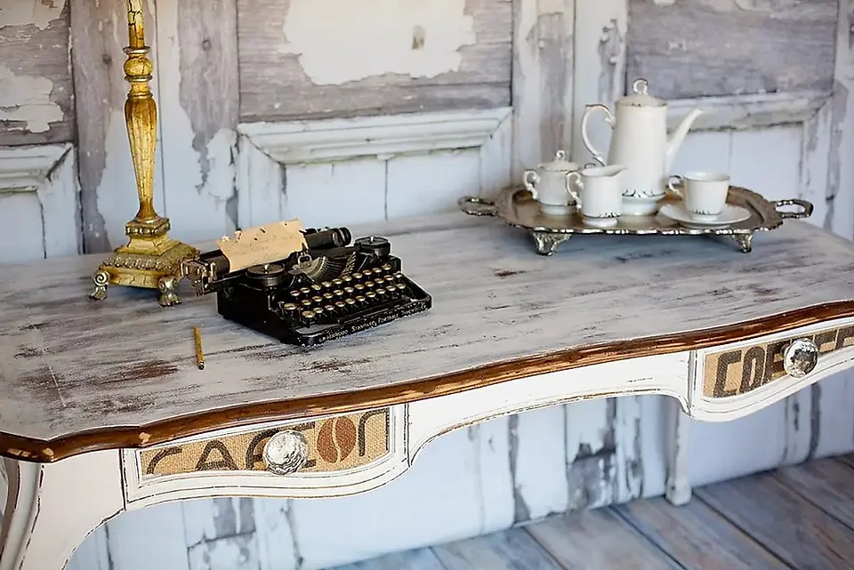 Coffee Sack Decoupage Desk by Traceys Fancy