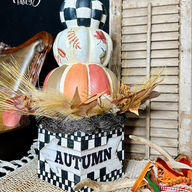 Checkered Fall Pumpkin Topiary by Traceys Fancy