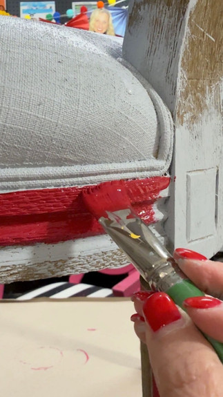painting wooden chair frame with fiery sky red paint