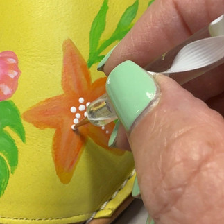 painted leather shoes by Traceys Fancy adding dots to starfish