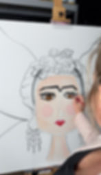 painting face on Frida canvas art by Traceys Fancy