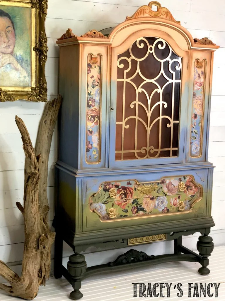 Floral Ombre China Cabinet by Traceys Fancy