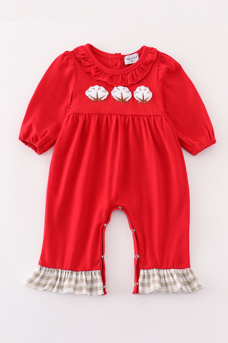 Maroon Cotton French Knot Romper