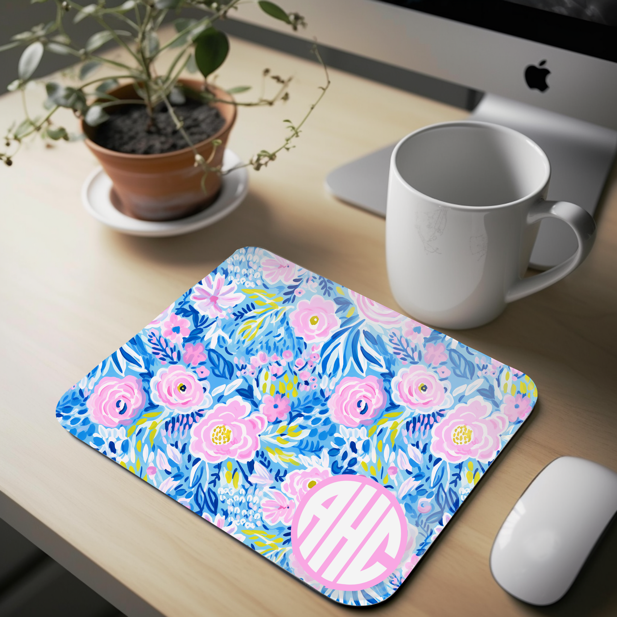 Monogram Floral Mousepad