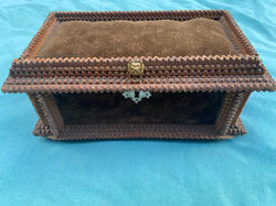Brown Velvet Tramp Art Box