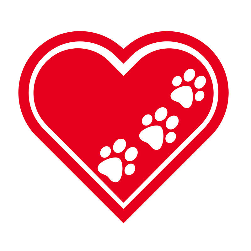 Heart Paw Prints Love Pets Cat Dog