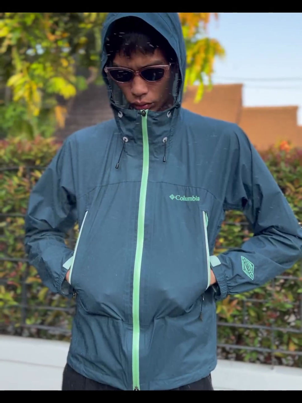 Thumbnail: Columbia Omni-Tech Grey Jacket with Neon Zips
