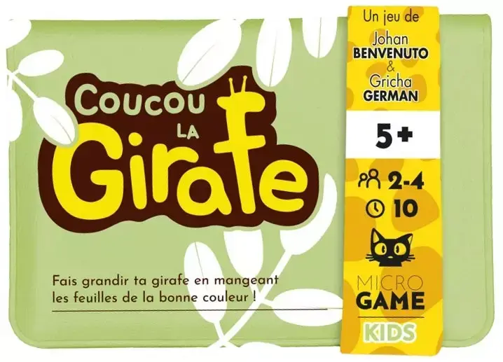 Face avant de la boîte du jeu de société "Coucou la Giraffe"