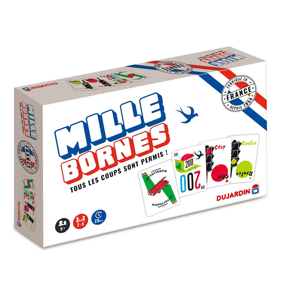 Face avant de la boîte du jeu de société "Mille Bornes Classique" 