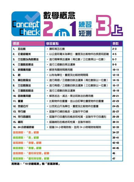 縮圖：P3 ConceptCheck 數學概念2in1練習短測 (新課程版)