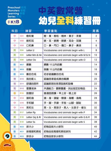 縮圖：K1 中英數常普幼兒全科練習冊