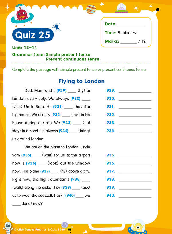 縮圖：P1 English Tenses Practice & Quiz 1000