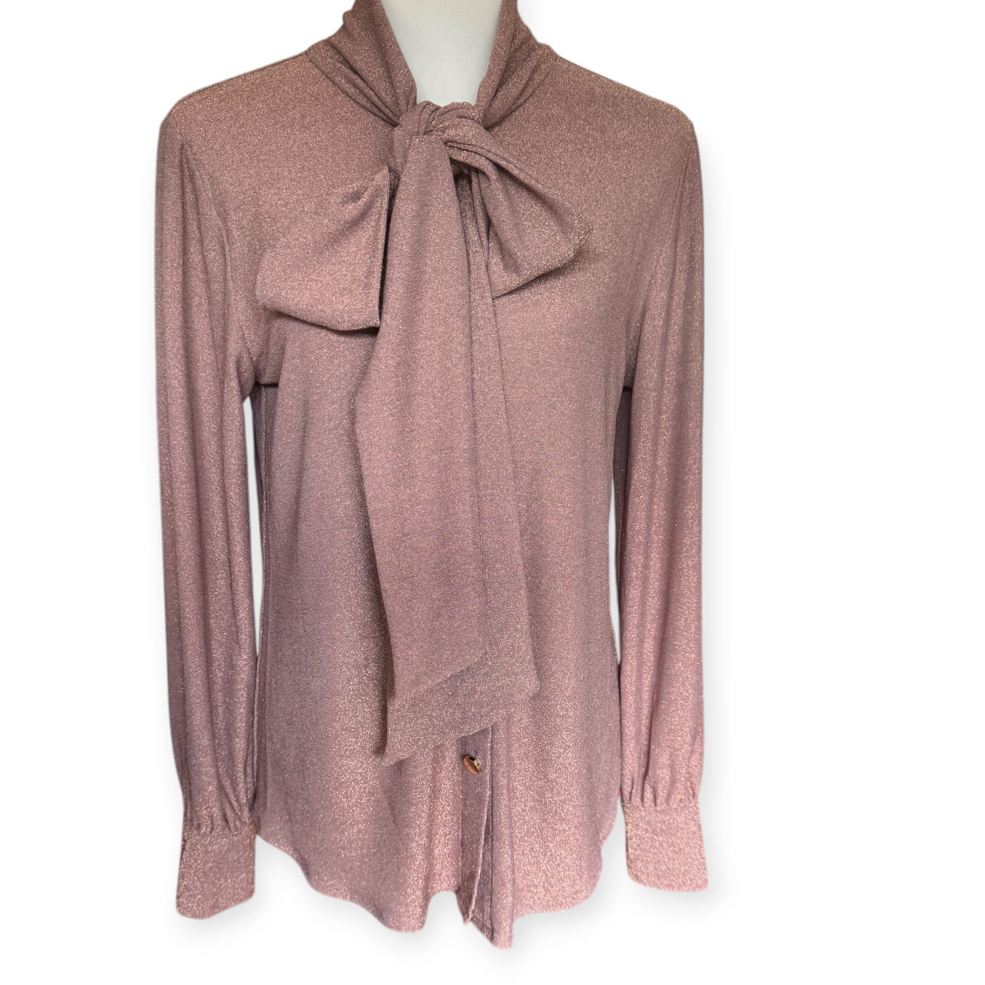 PUSSY BOW BLUSE PRALINE LUREX 