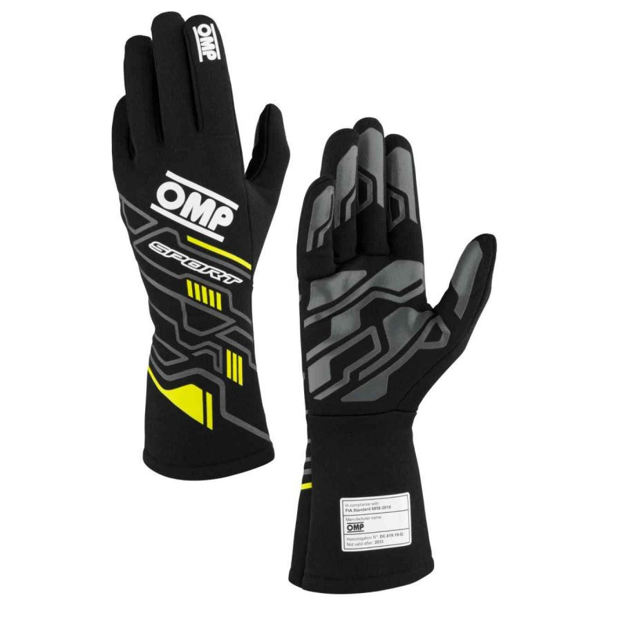 gants OMP Sport FIA 8856-2018 noir et jaune