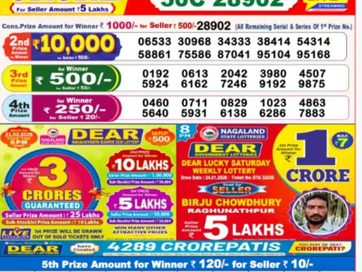 Nagaland lottery sambad result 25/1/2026 8:00pm