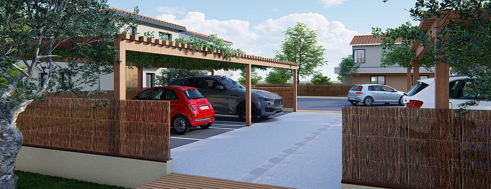 écoquartier de Tresserre Les caprices d'Inès parking lots piétons