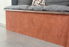 Relooking d'un banc/peinture naturelle/effet de matière/On n'est pas chez mémé