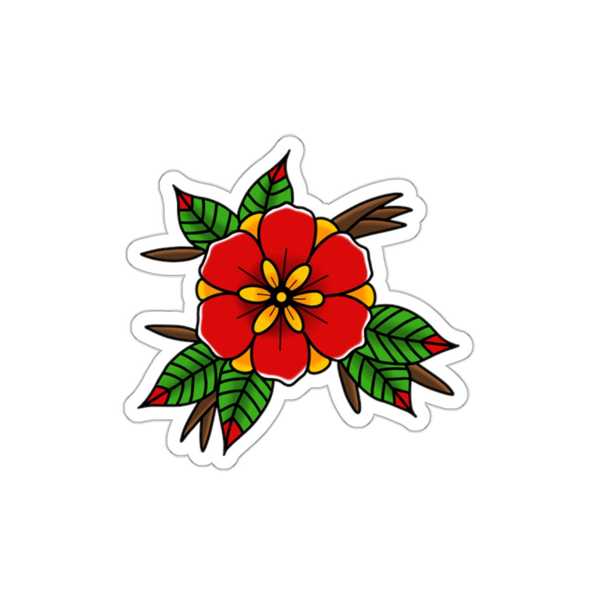 Traditional Flower Tattoo Sticker