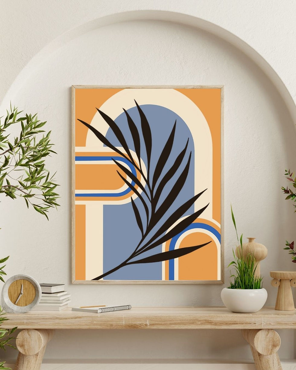 Thumbnail: Colorful Modern Leaf Art Print