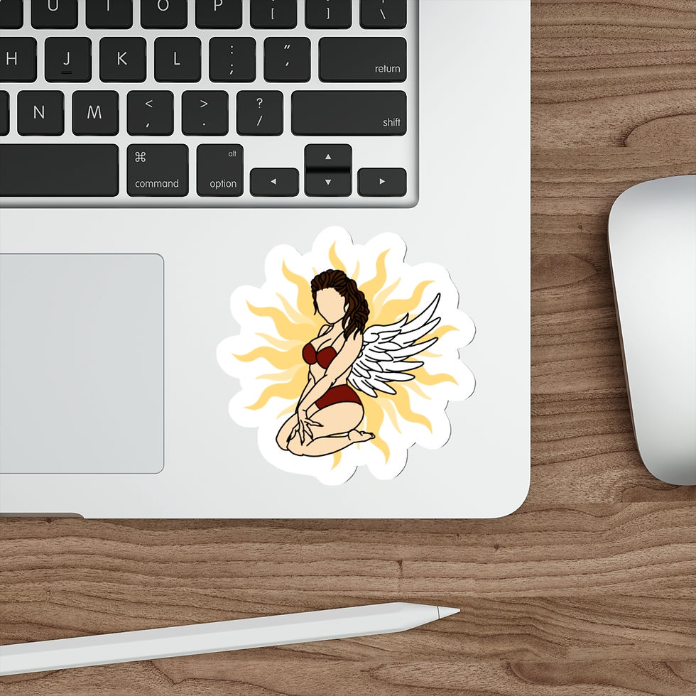 Thumbnail: large Angel On Fire sticker on a  silver laptop