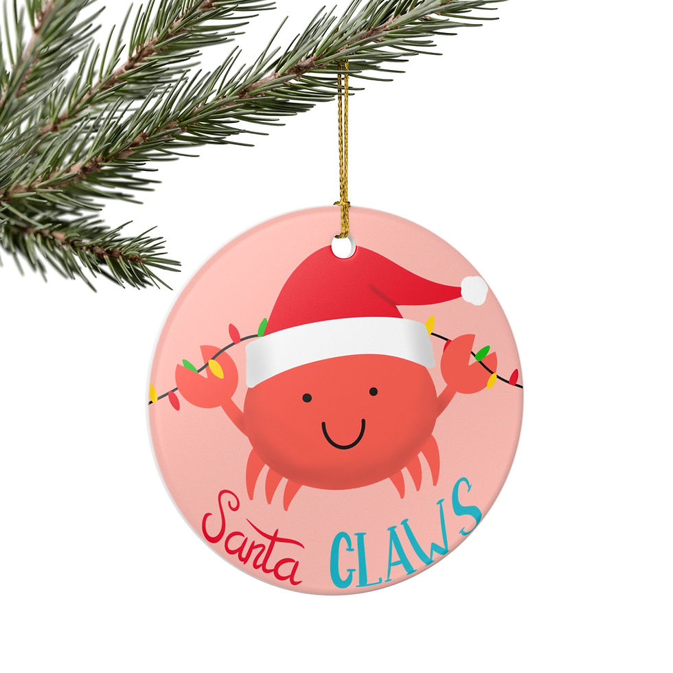 Thumbnail: Santa Claws Ceramic Ornament