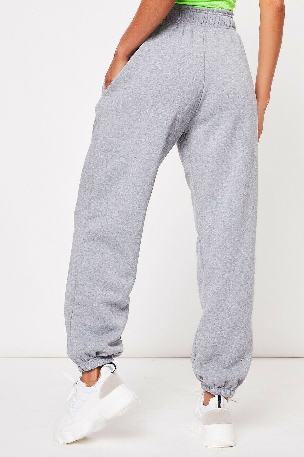 Thumbnail: Fleece High Waist Loose Fit Solid Color Casual Jogger Sweatpants