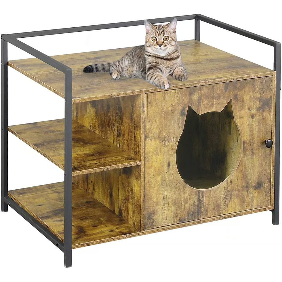 Miniature : PET001-Stylish Hidden Cat Litter Box Cabinet Side Table with Cat Door