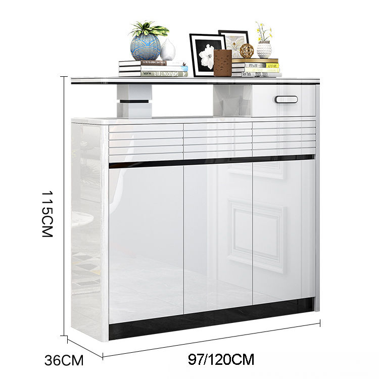 Hình thu nhỏ: SOCE060 - Modern Glossy White Entryway Shoe Cabinet with Drawers