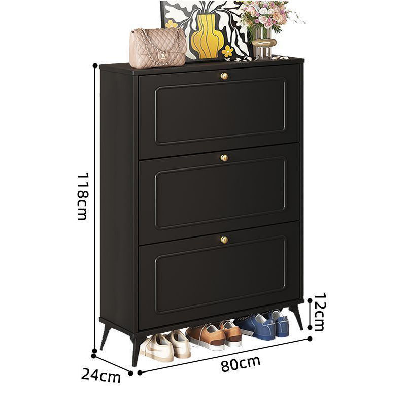 Thumbnail: SOCE053 - Slim Black 3 Flip Drawers Wooden Space-Saver Shoe Cabinet