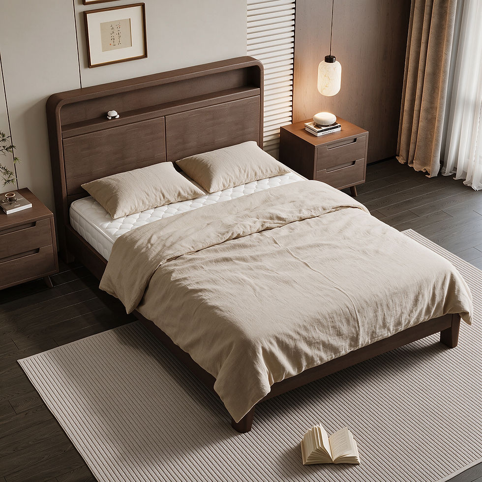 Thumbnail: BD019 - Wood Platform Bed Frame with Storage Headboard – Minimalist Bedroom Bed