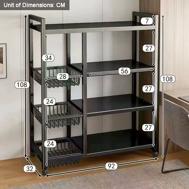 Hình thu nhỏ: WCK023 - Multi-Tier Kitchen Storage Rack – Carbon Steel Household Organizer