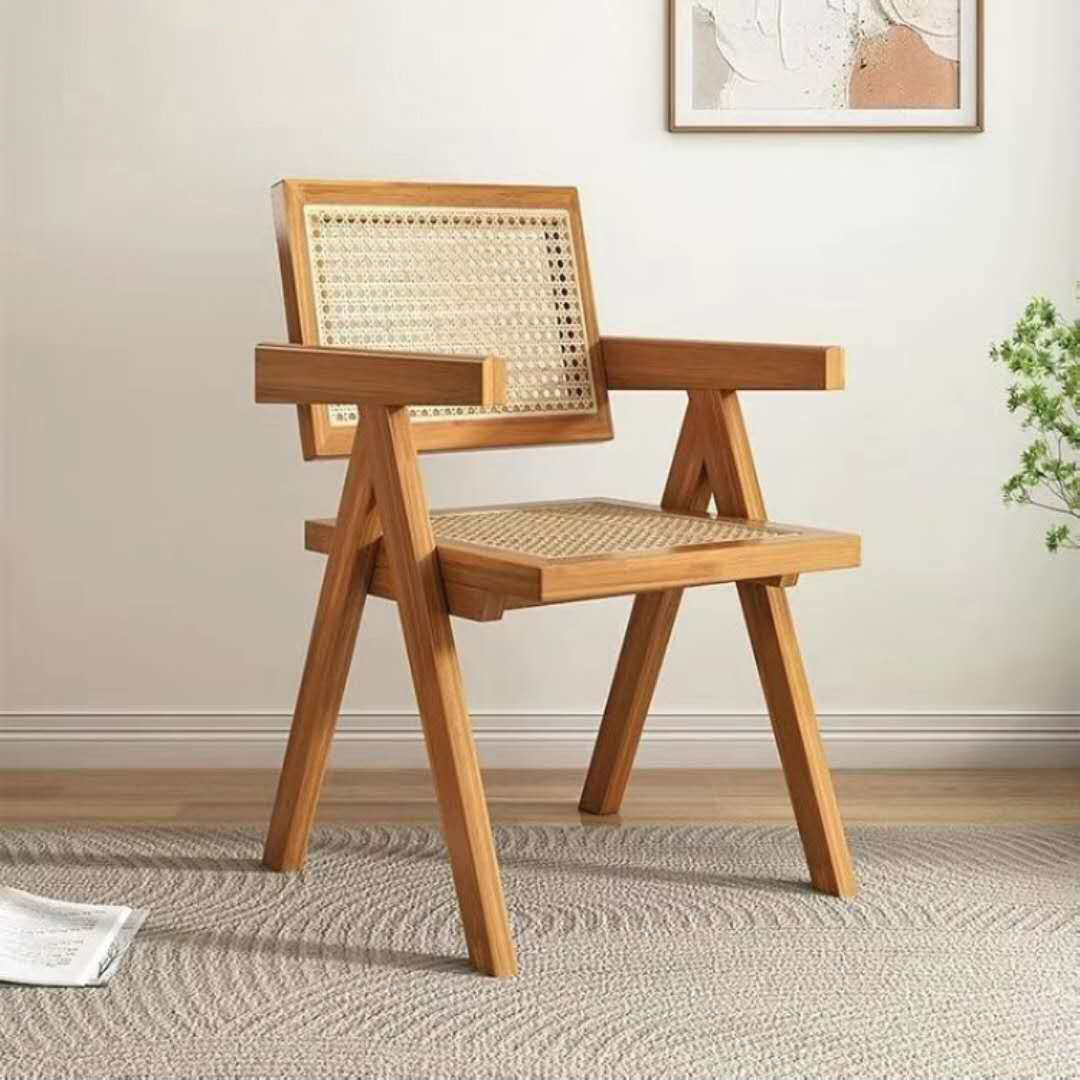 CHZ040 - Mid-Century Modern Woven Cane Accent Chair