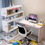 サムネイル： GD009 - Rotating L-Shaped Computer Desk with 5 Shelves Bookcase